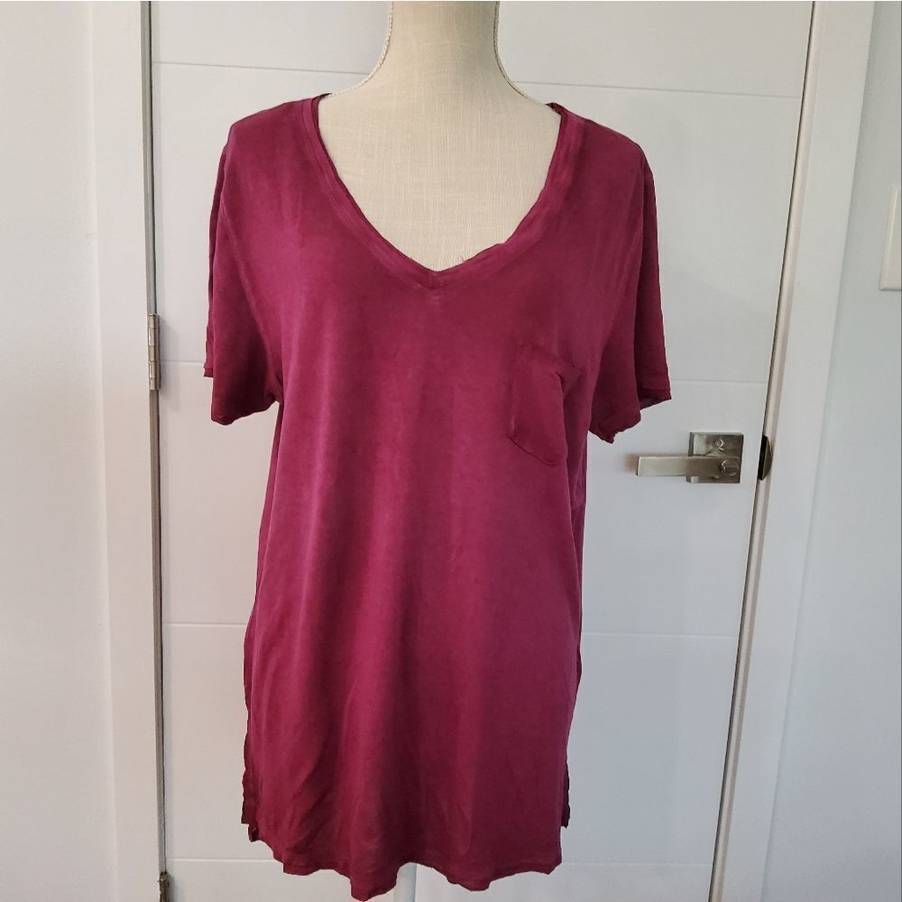 Seven7 Women's Burgundy Long T-shirt Size L